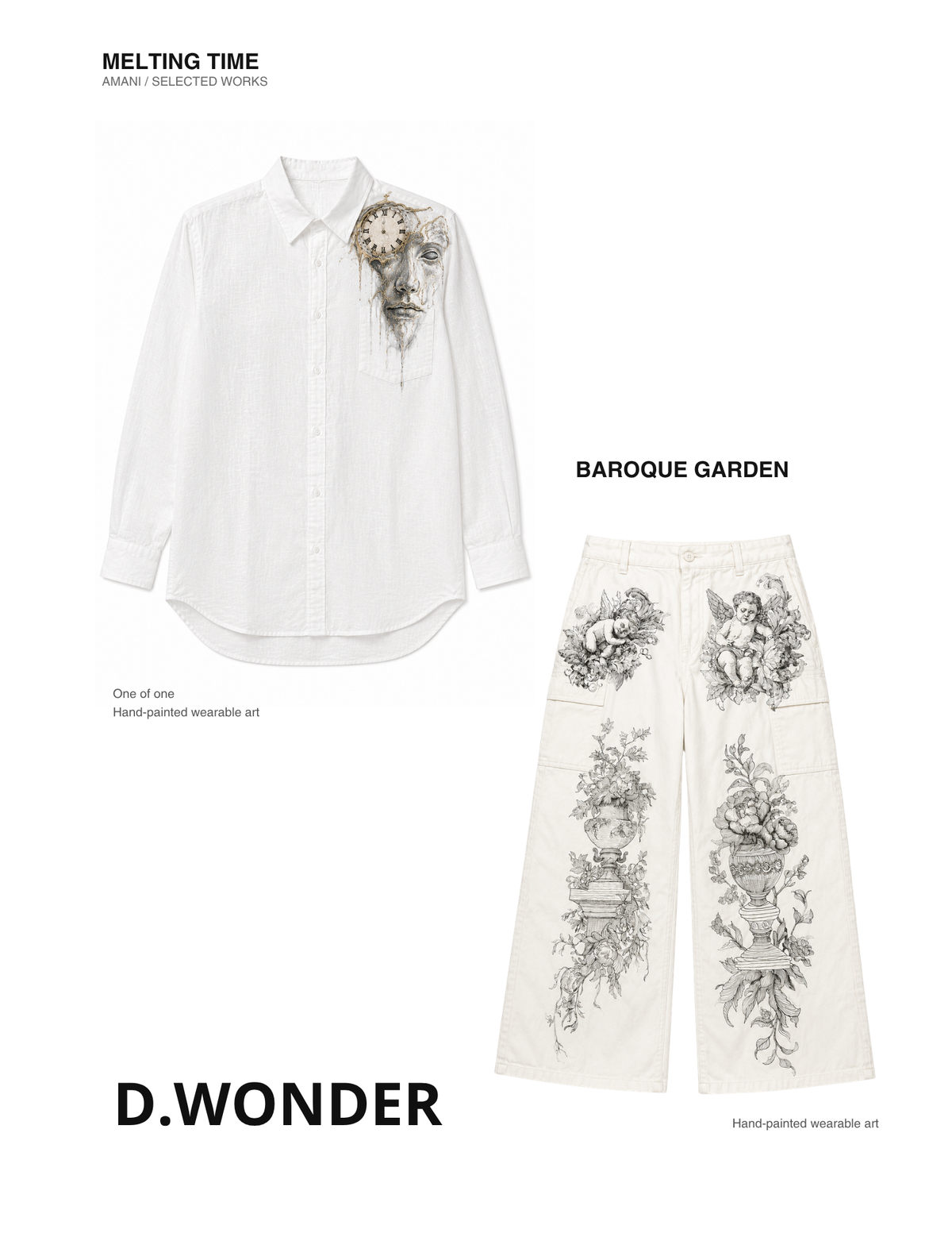 AMANI — Melting Time shirt and Baroque Garden trousers by Tanya Sarig